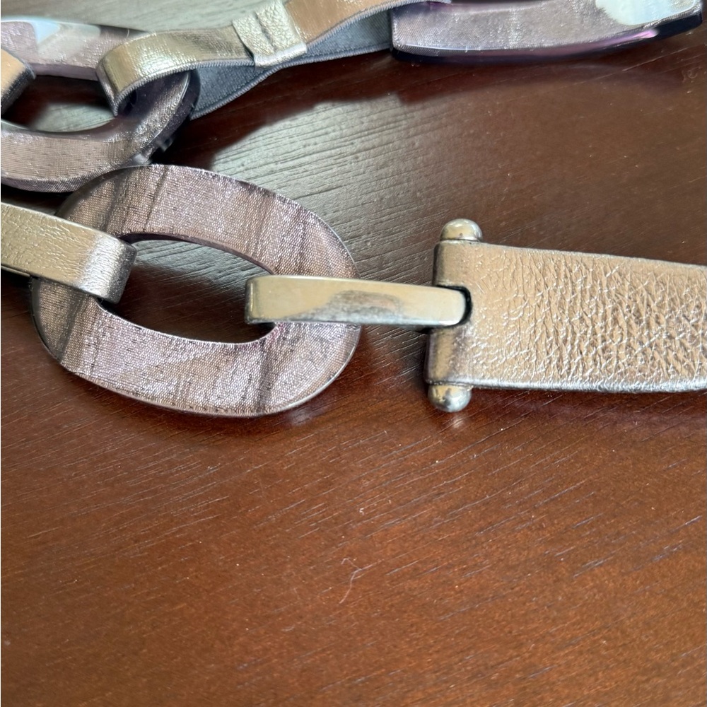 Metal Link Brown Women's Fashion Belt - Picture 2 of 5